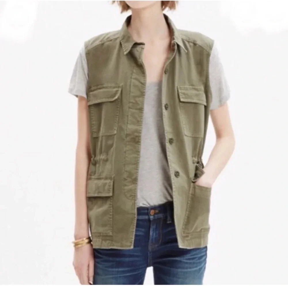 Madewell Oversized Cargo Drawstring Vest Size Small